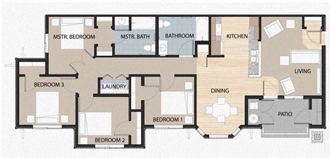 3 Bed 2 bath Floor Plan